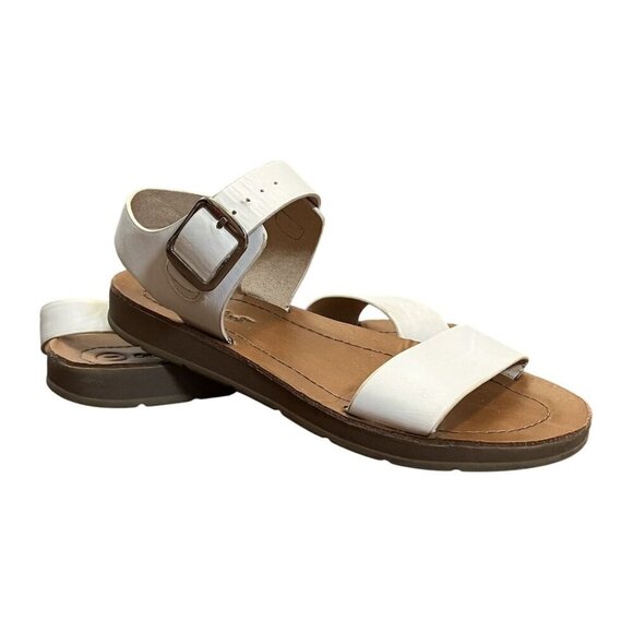 Cat & Jack Girls White - Brown Buckle-Up Sandal Size 1 - Picture 1 of 9